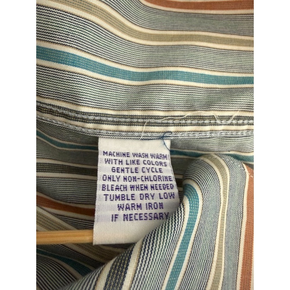 Allen Flusser Shirt Men Large Multicolor Striped 100% Cotton Button Down Pocket - Picture 12 of 13